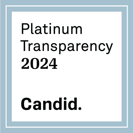 Text on a white background with a thin blue border reads: "Platinum Transparency 2024 Candid.